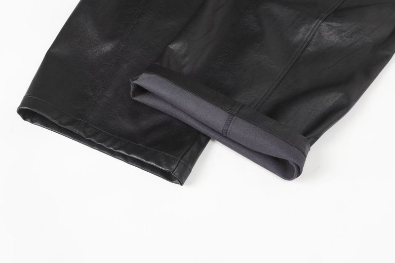 PU Barrel Leg Leather Pants | Wide-Leg Streetwear Trousers