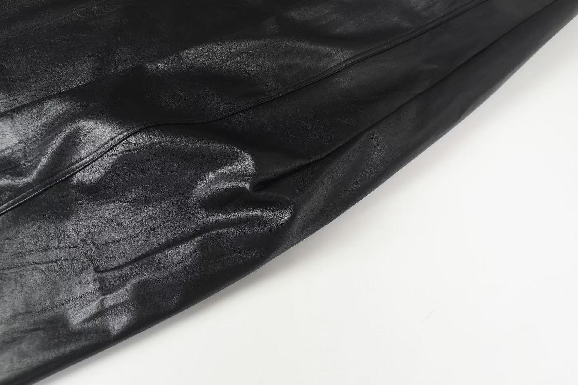 PU Barrel Leg Leather Pants | Wide-Leg Streetwear Trousers