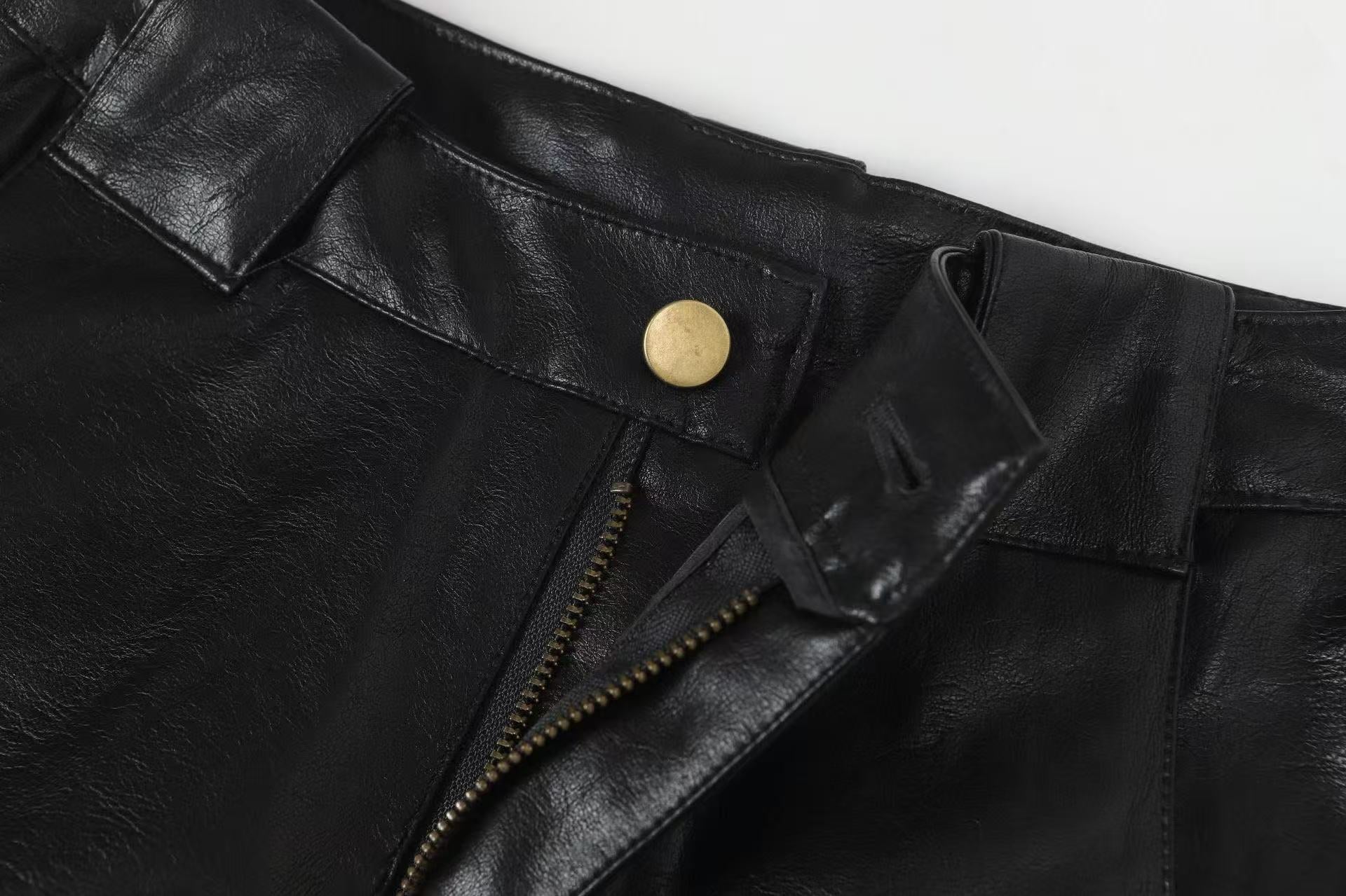 PU Barrel Leg Leather Pants | Wide-Leg Streetwear Trousers