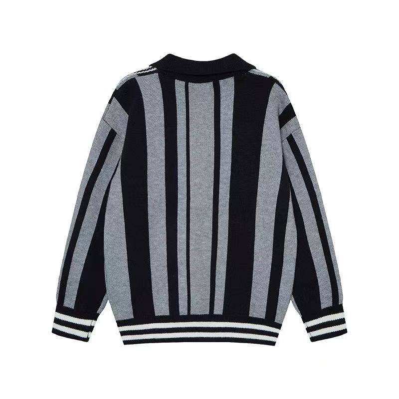 Retro Varsity '06' Striped Knit Polo Sweater | Collegiate Style