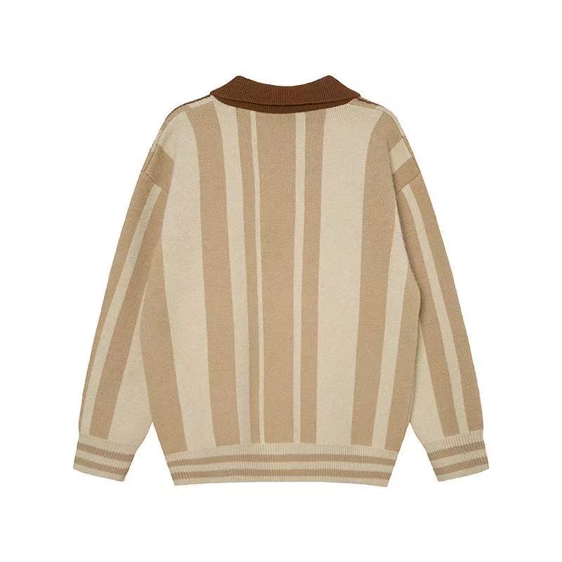 Retro Varsity '06' Striped Knit Polo Sweater | Collegiate Style
