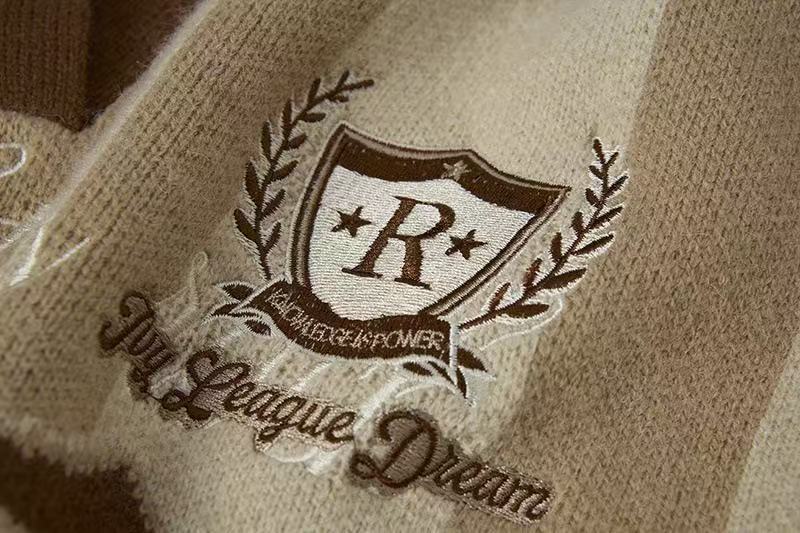 Retro Varsity '06' Striped Knit Polo Sweater | Collegiate Style