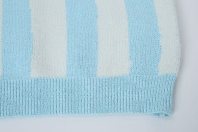 Rock Pessimism Striped Knit Polo Sweater | Retro Streetwear