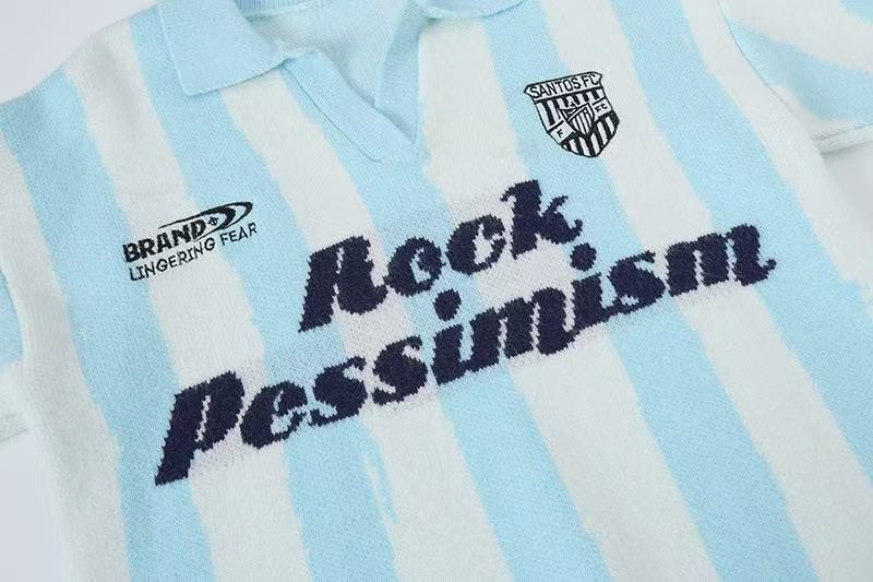 Rock Pessimism Striped Knit Polo Sweater | Retro Streetwear