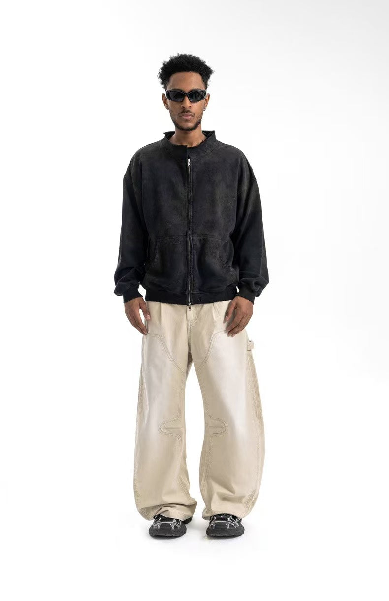 Omirad Curved-Cut Washed Work Pants | Wide Leg Carpenter