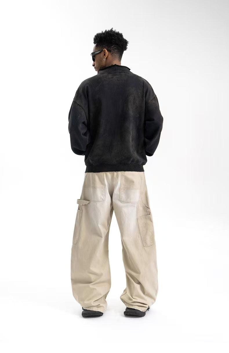 Omirad Curved-Cut Washed Work Pants | Wide Leg Carpenter