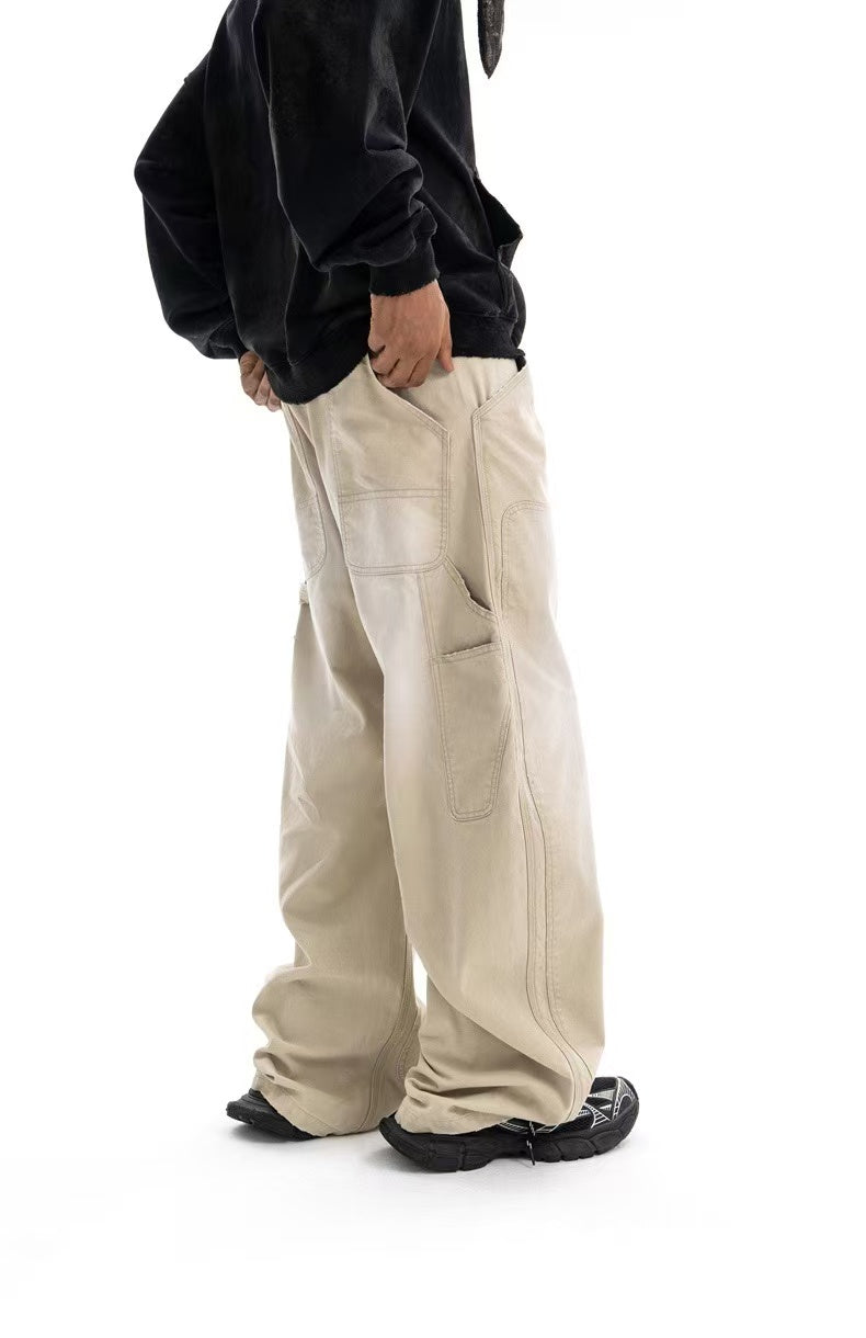 Omirad Curved-Cut Washed Work Pants | Wide Leg Carpenter