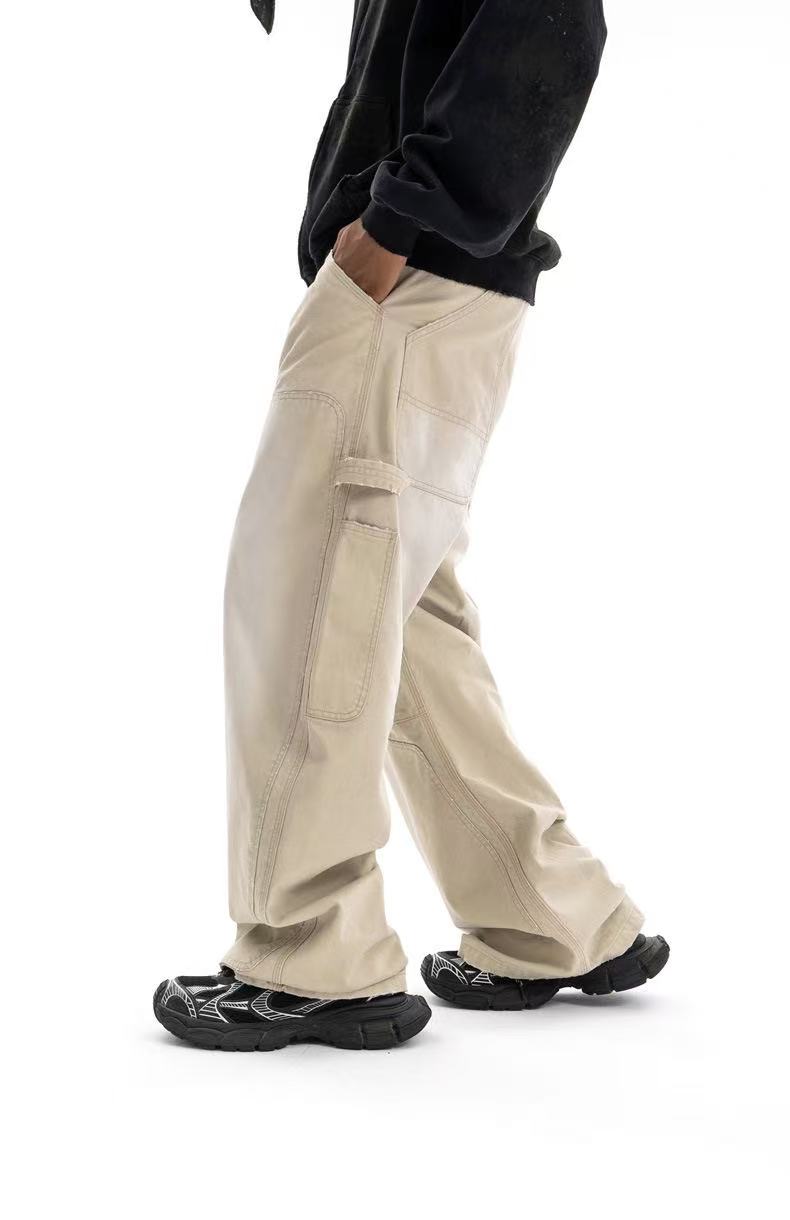 Omirad Curved-Cut Washed Work Pants | Wide Leg Carpenter