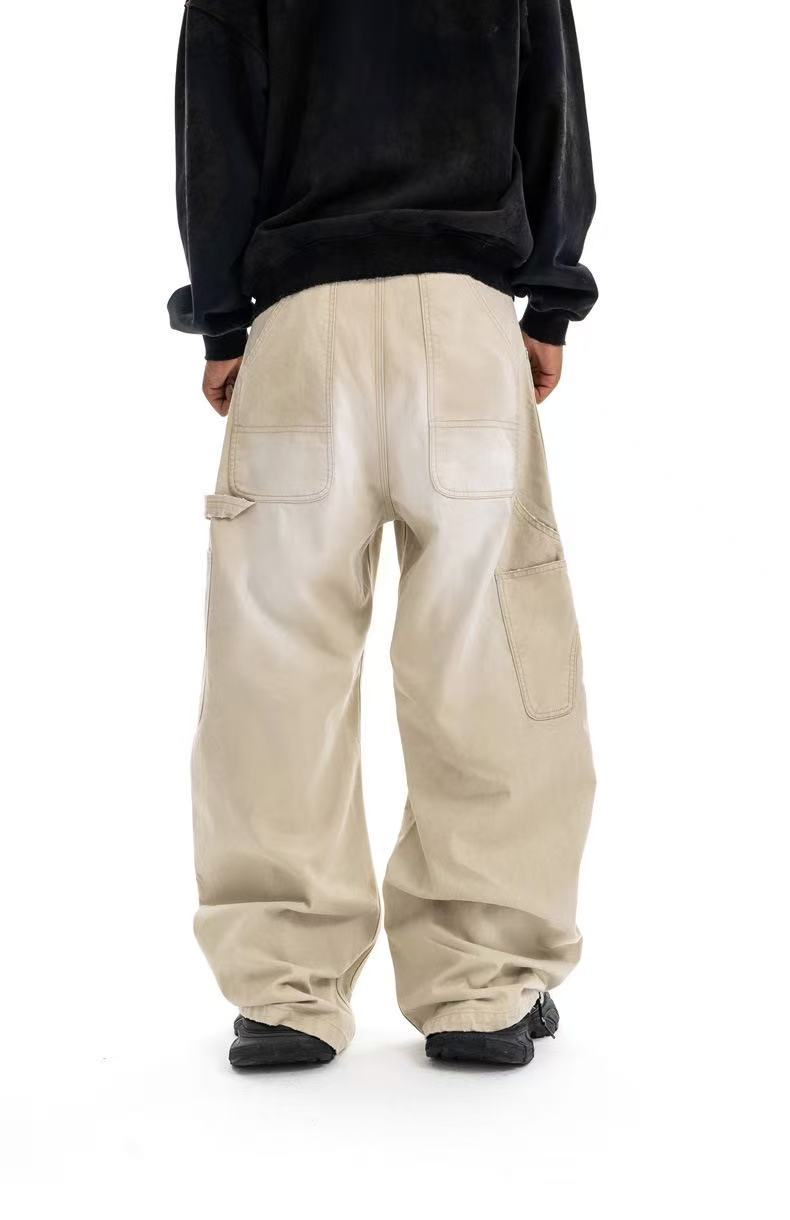 Omirad Curved-Cut Washed Work Pants | Wide Leg Carpenter