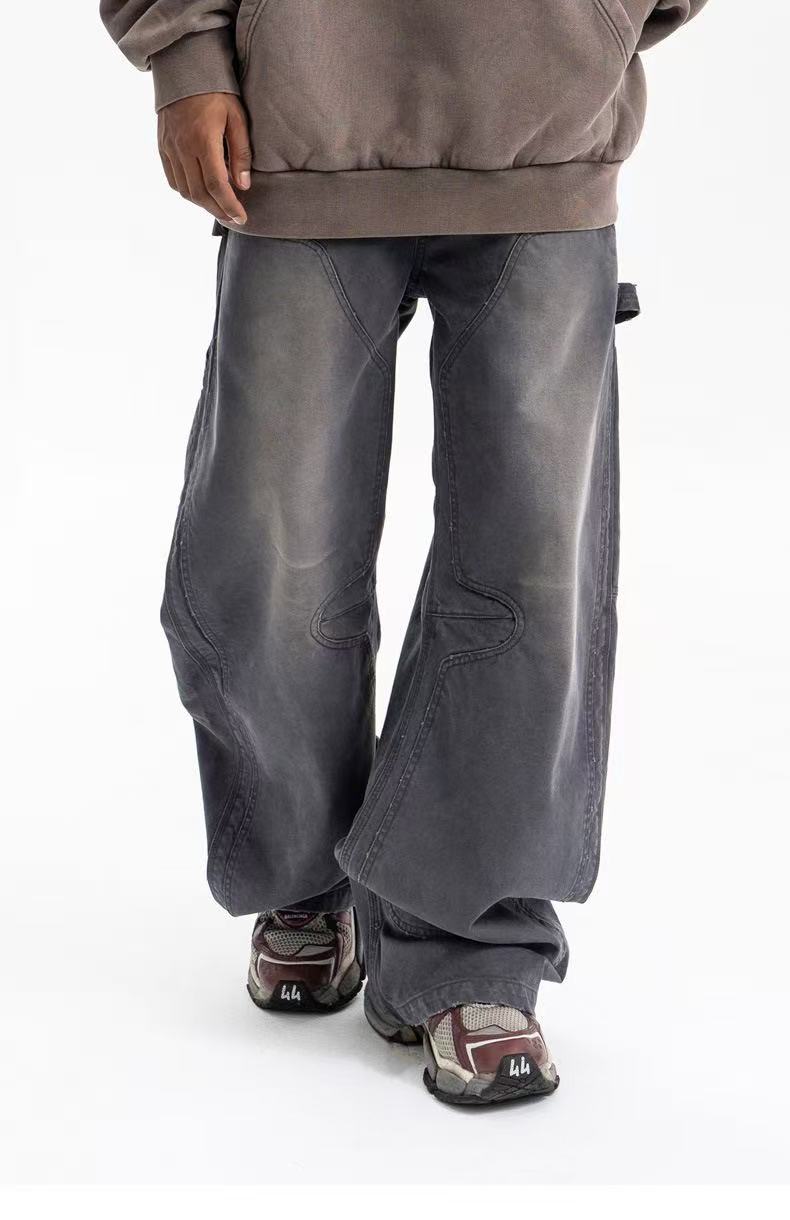 Omirad Curved-Cut Washed Work Pants | Wide Leg Carpenter