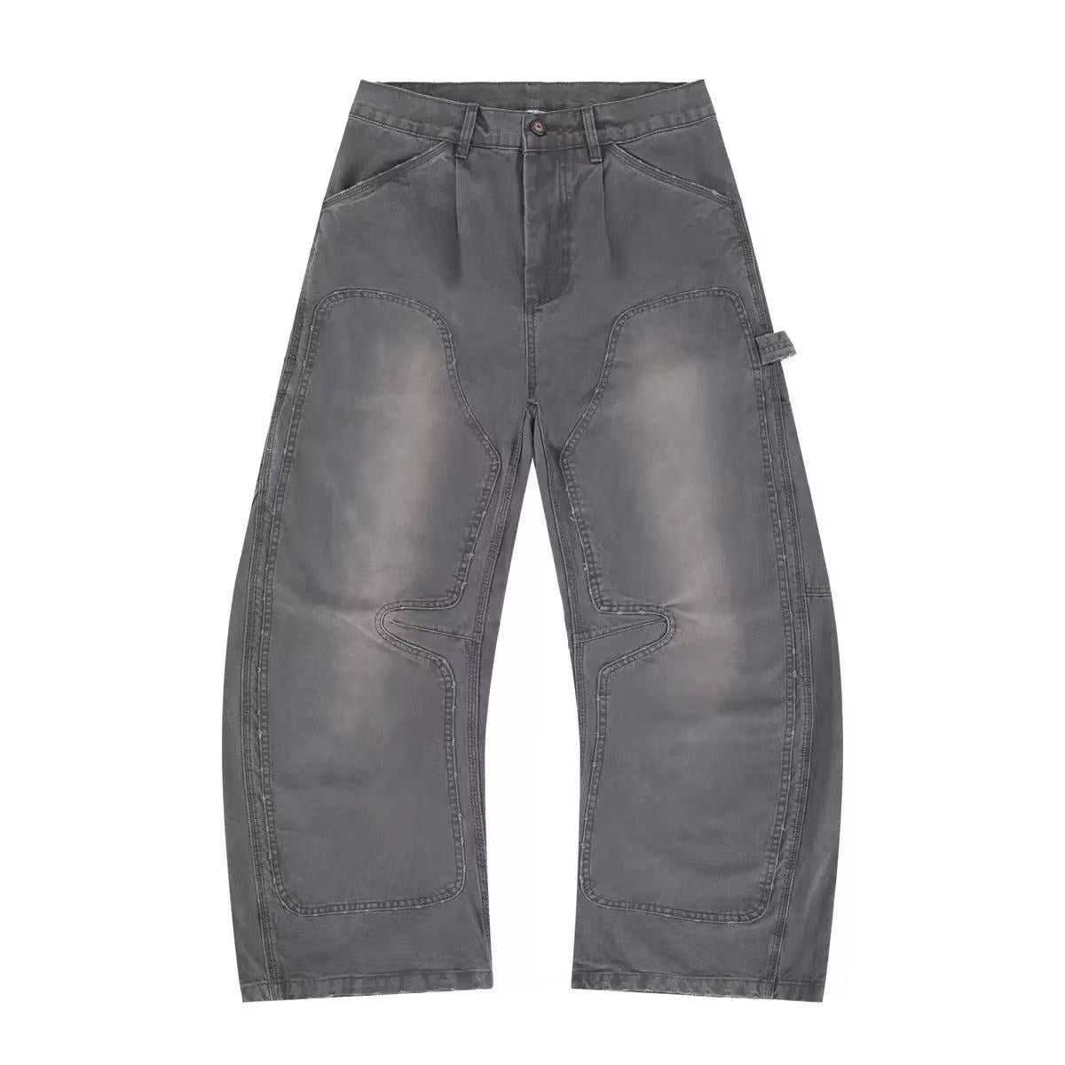 Omirad Curved-Cut Washed Work Pants | Wide Leg Carpenter