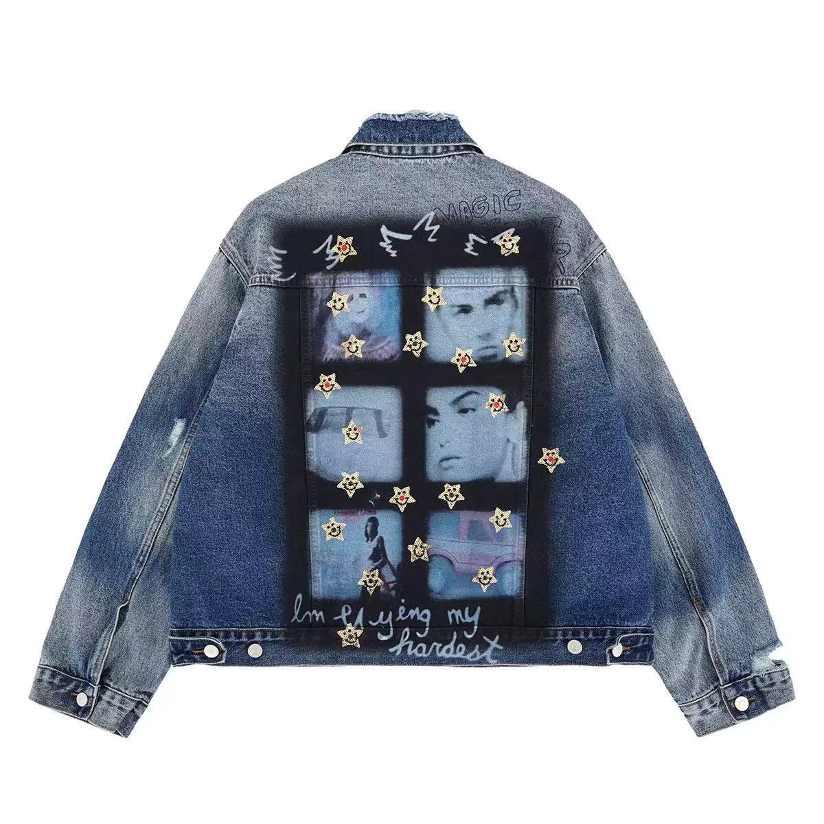 Vintage Patch Denim Jacket | Distressed Streetwear
