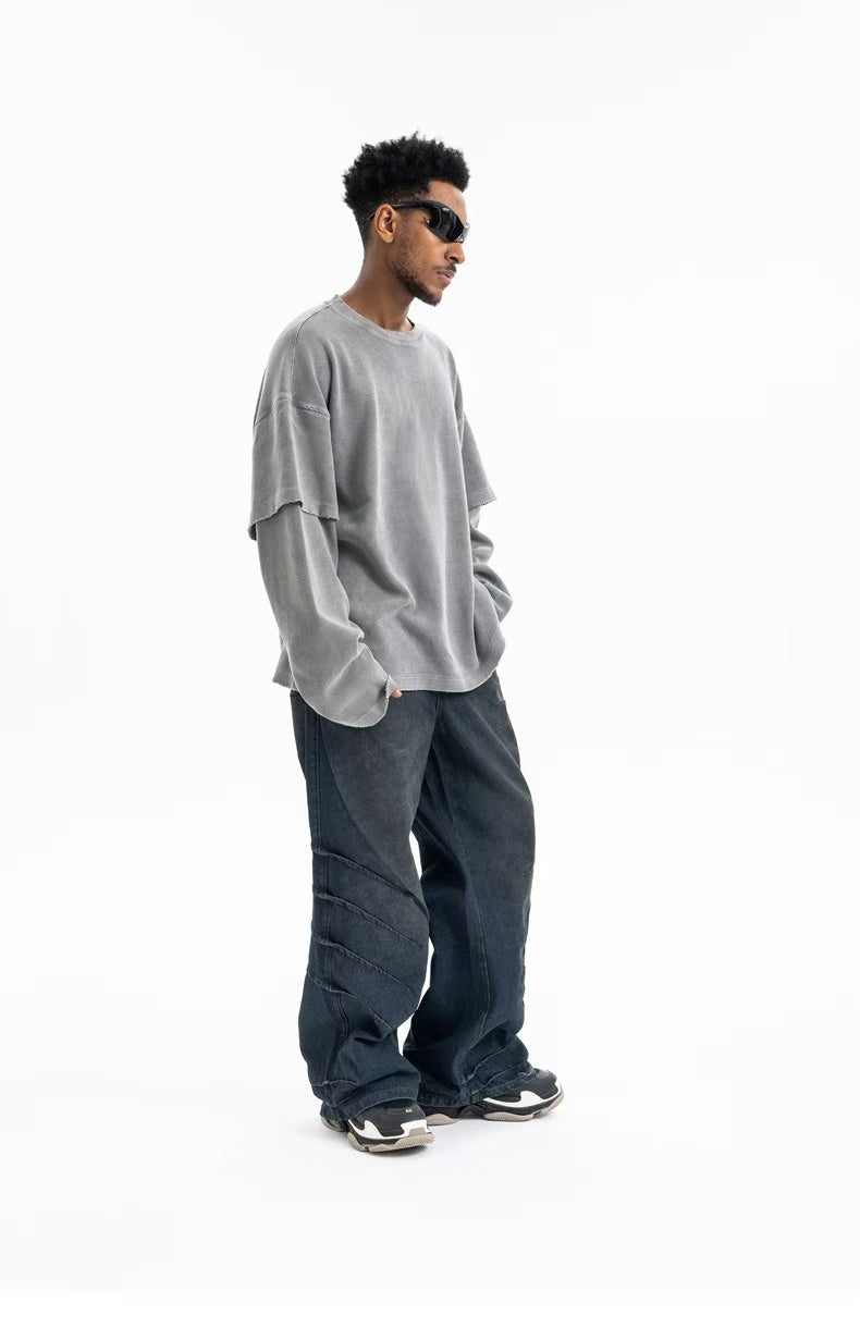 Oversized Corduroy Crewneck | Garment-Washed Streetwear Top