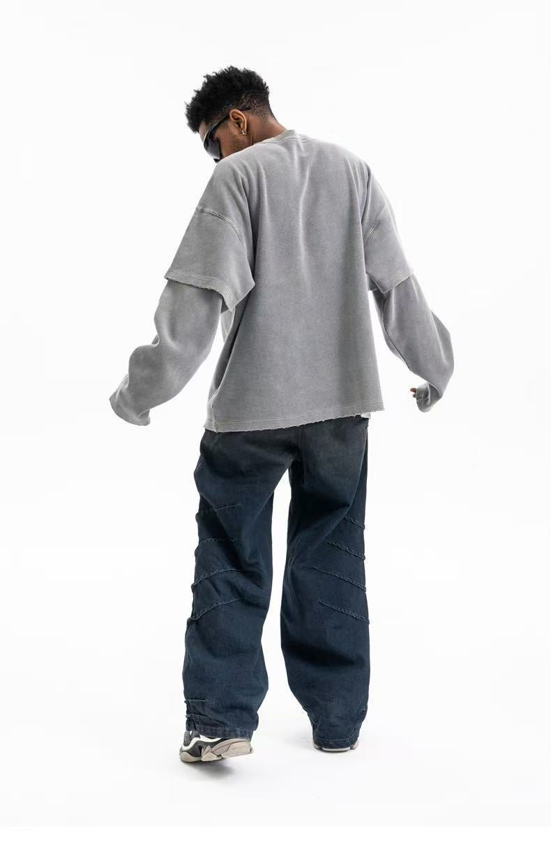 Oversized Corduroy Crewneck | Garment-Washed Streetwear Top