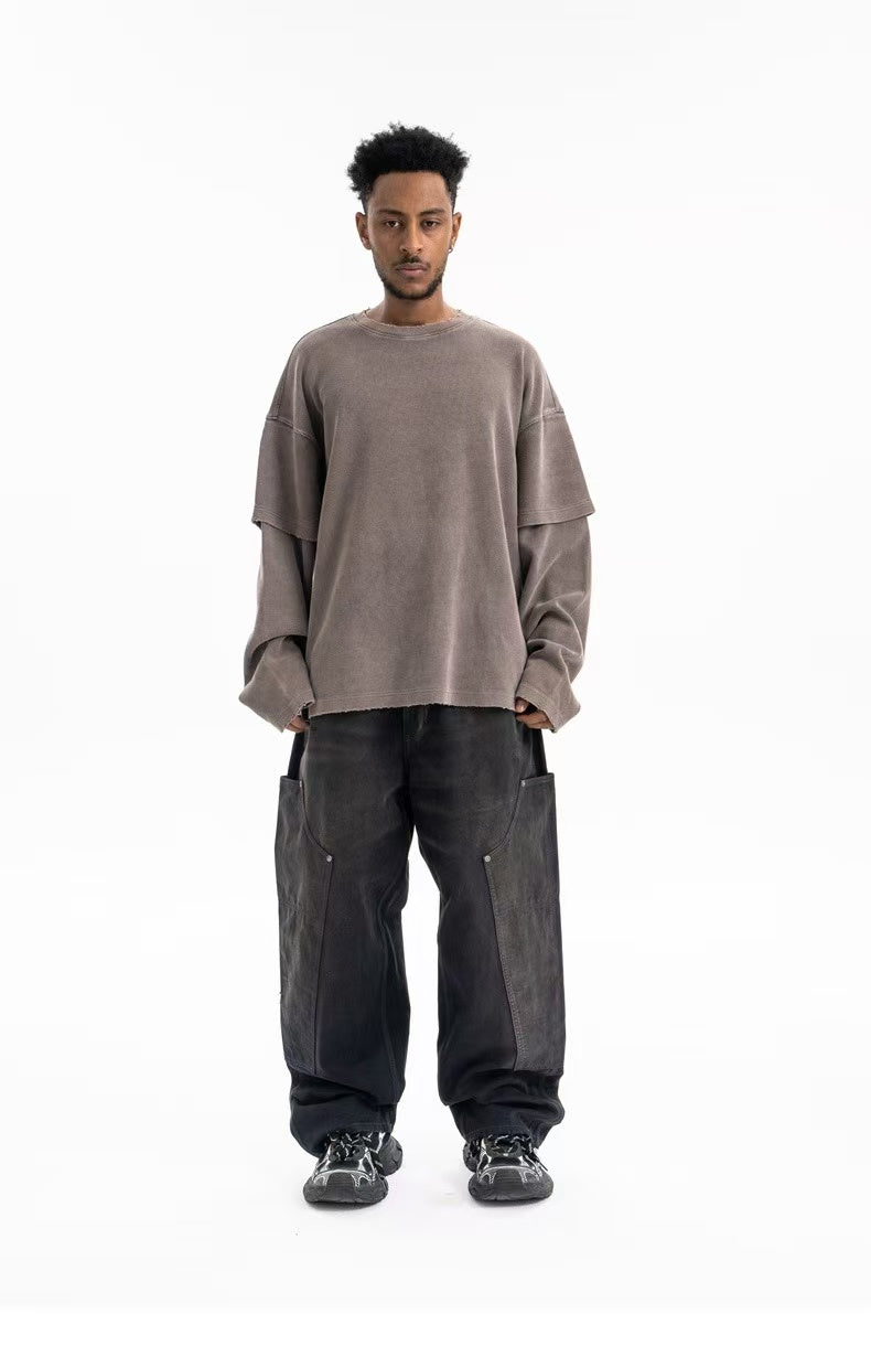 Oversized Corduroy Crewneck | Garment-Washed Streetwear Top