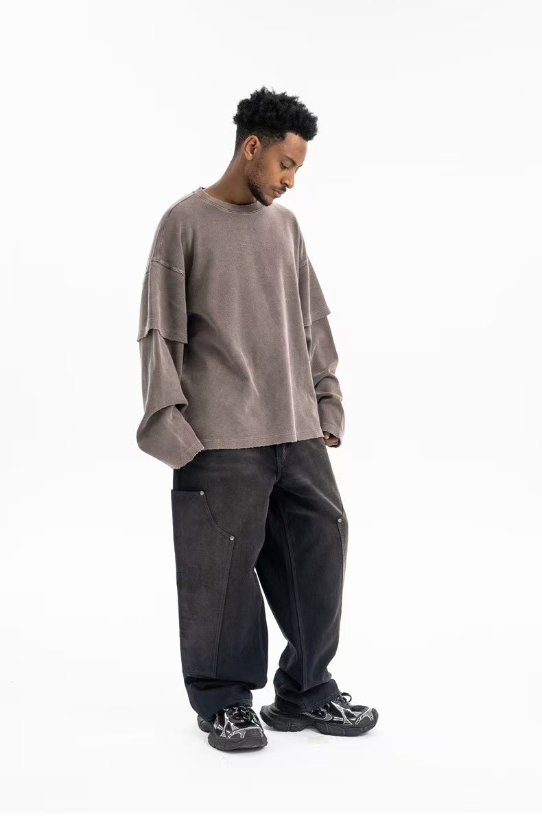 Oversized Corduroy Crewneck | Garment-Washed Streetwear Top