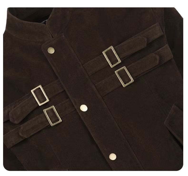 Omirad Military Suede Jacket | Buckle Strap Bomber