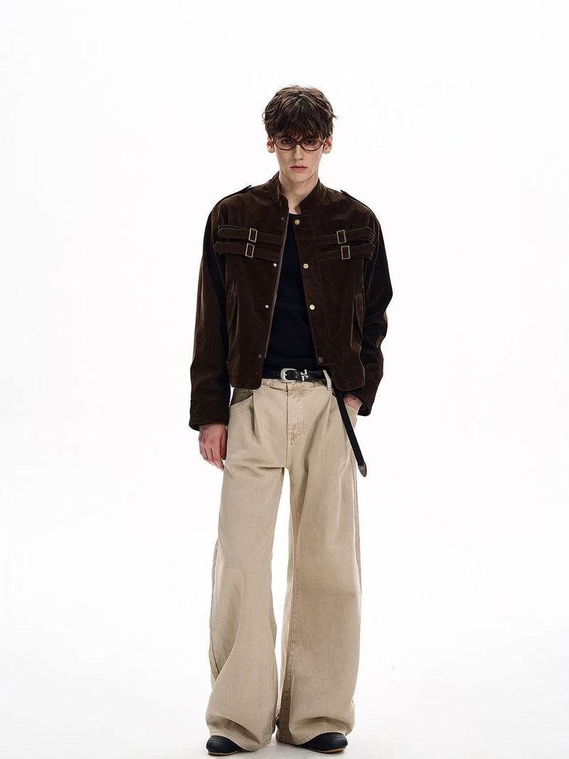 Omirad Military Suede Jacket | Buckle Strap Bomber