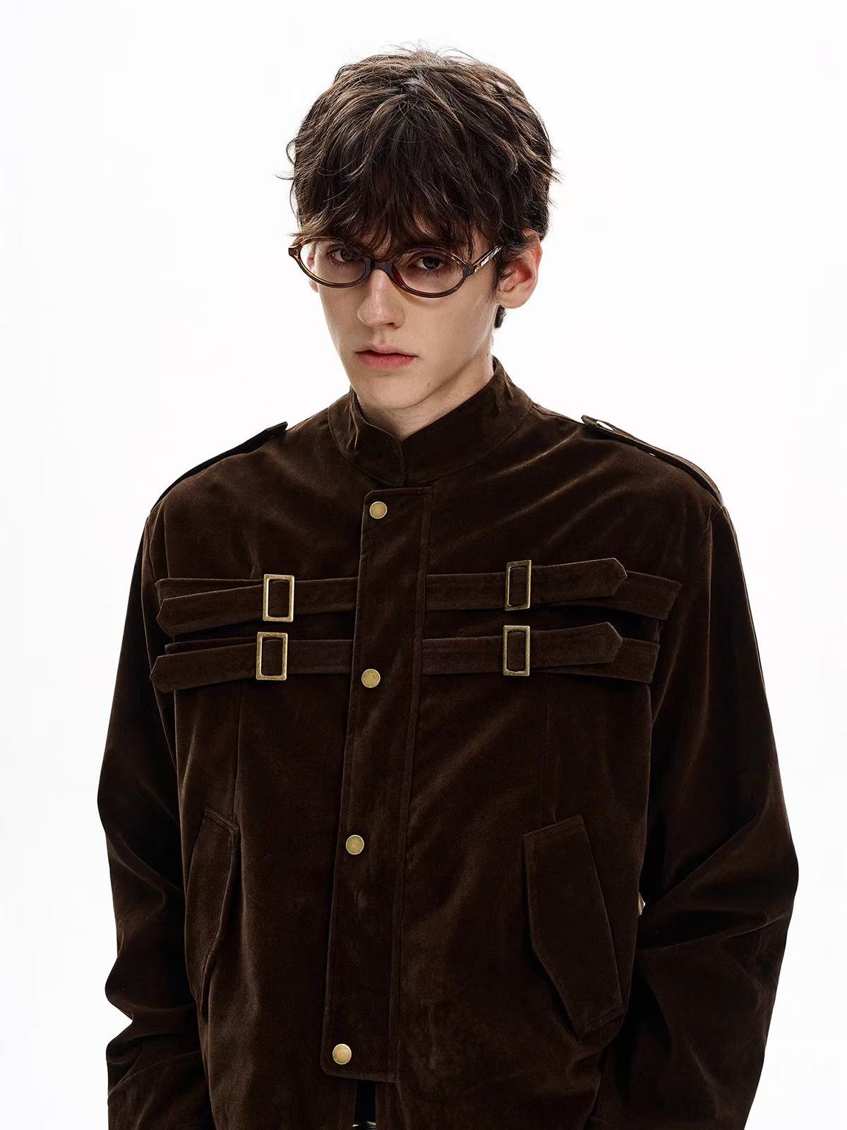 Omirad Military Suede Jacket | Buckle Strap Bomber