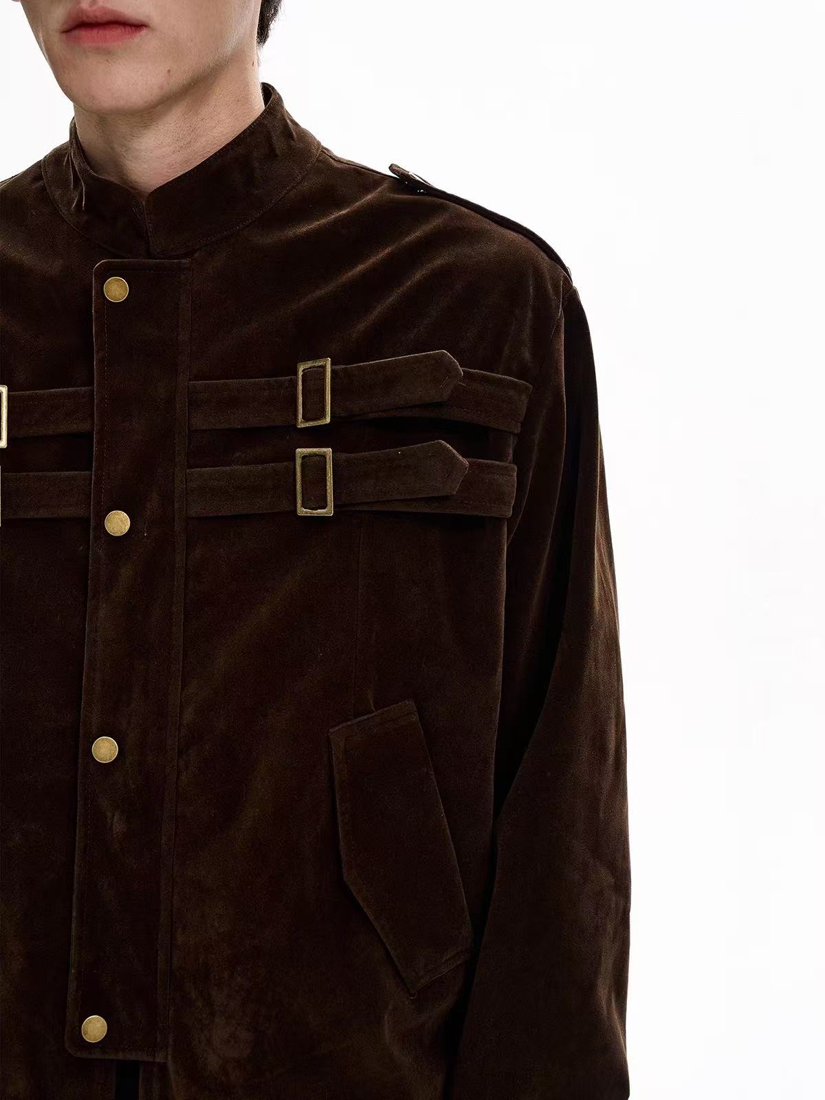 Omirad Military Suede Jacket | Buckle Strap Bomber