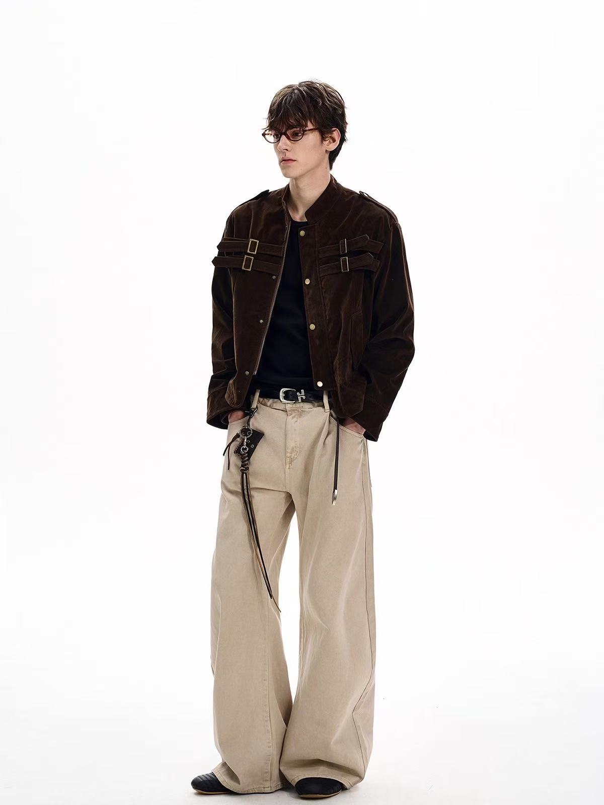 Omirad Military Suede Jacket | Buckle Strap Bomber