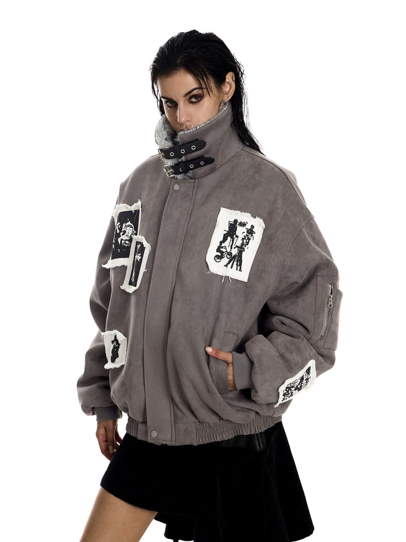 Omirad Patchwork Fur-Lined Bomber Jacket | Street Style