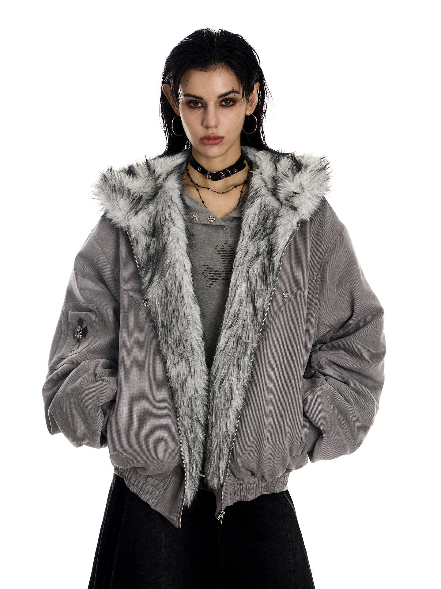 Omirad Faux-Fur Lined Suede Bomber Jacket | Oversized Streetwear