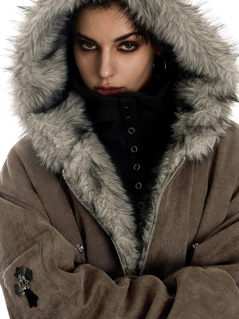 Omirad Faux-Fur Lined Suede Bomber Jacket | Oversized Streetwear