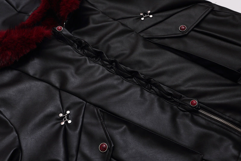 Omirad Contrast Fur PU Hooded Jacket | Streetwear Winter Coat