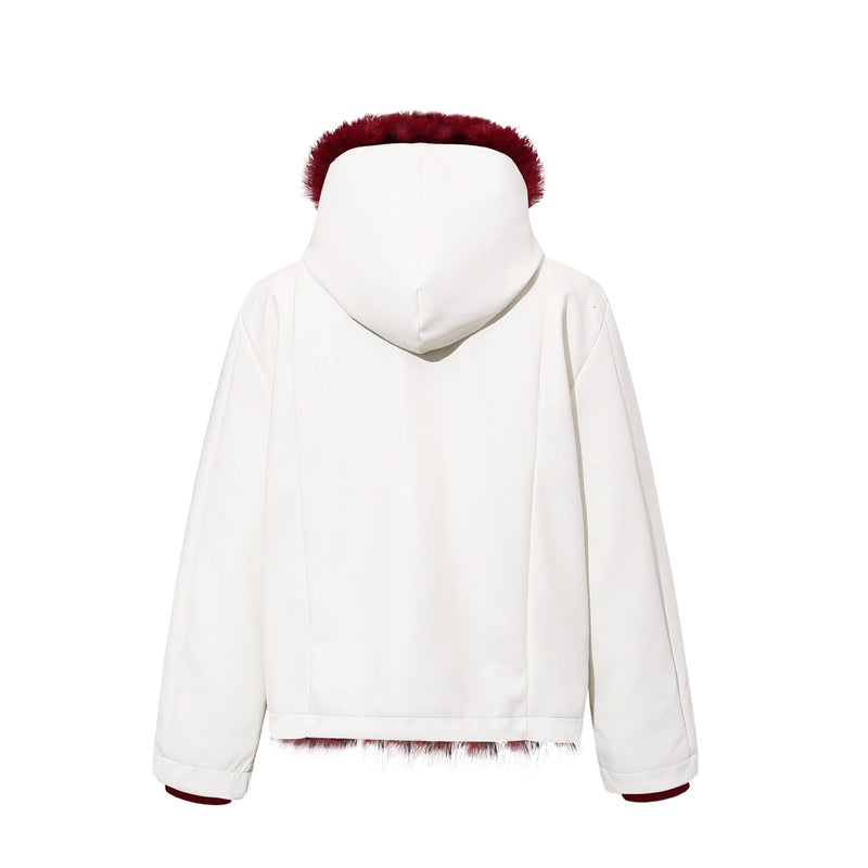 Omirad Contrast Fur PU Hooded Jacket | Streetwear Winter Coat