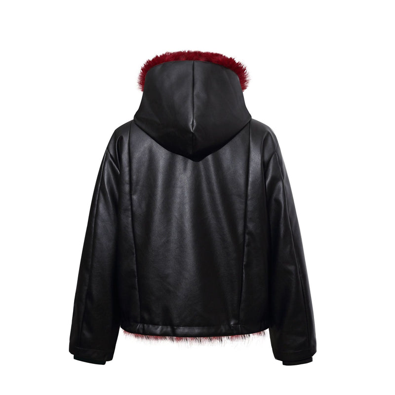 Omirad Contrast Fur PU Hooded Jacket | Streetwear Winter Coat