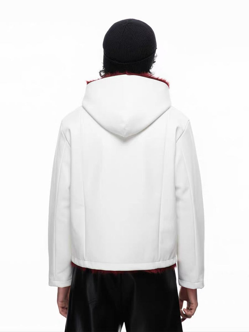 Omirad Contrast Fur PU Hooded Jacket | Streetwear Winter Coat