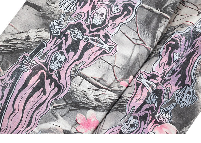 Sakura Camo Gothic Reaper Graphic Sweatpants | Omirad