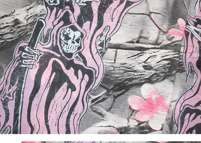 Sakura Camo Gothic Reaper Graphic Sweatpants | Omirad