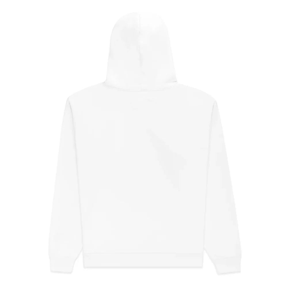 The Sp5der “Toxic Web” Hoodie in white & neon lime is a 440GSM heavyweight, oversized streetwear pullover—shown from the back, long-sleeved with a clean look and no visible logos, perfect for minimalist Y2K enthusiasts.