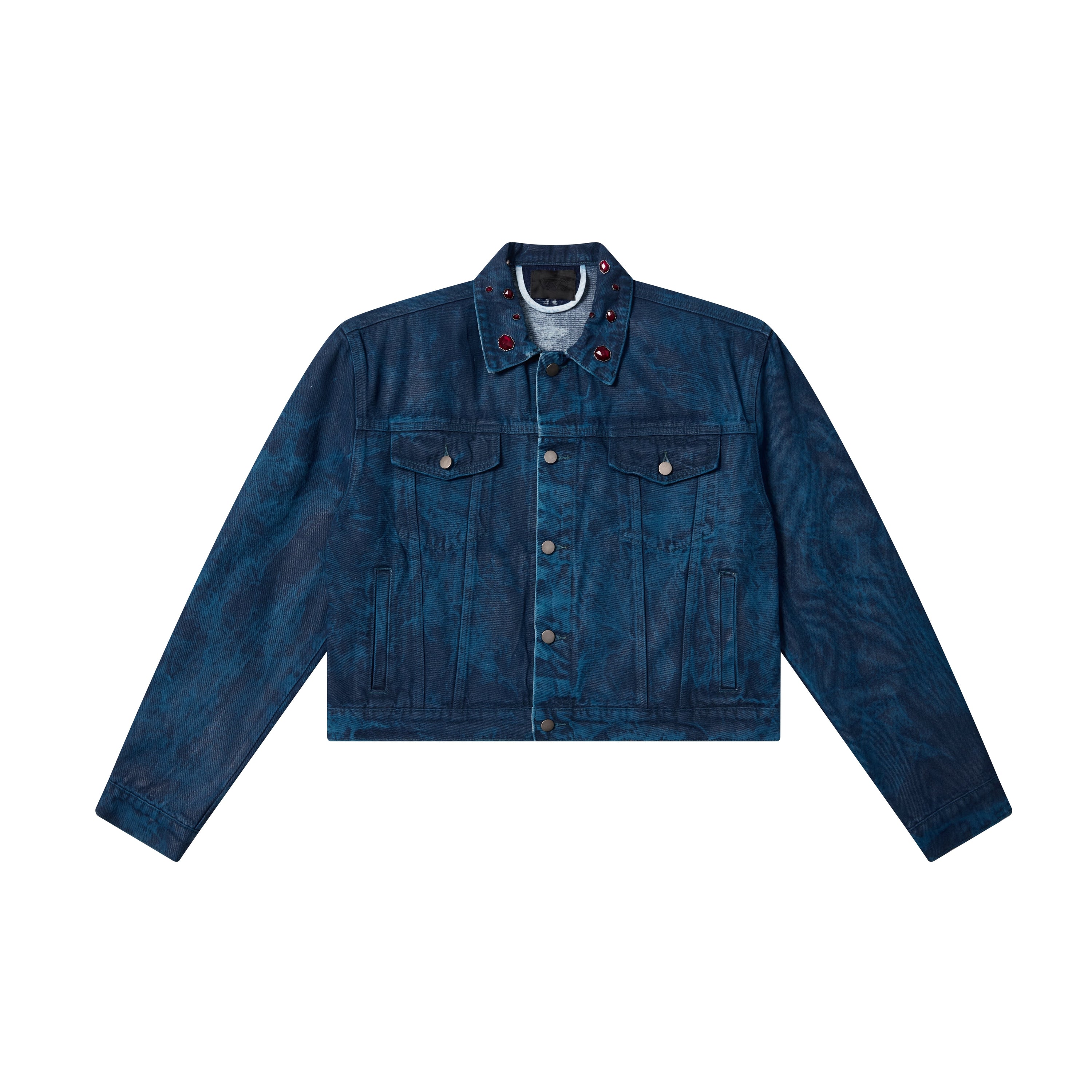 Omirad Jewel Collar Cropped Denim Jacket | Streetwear