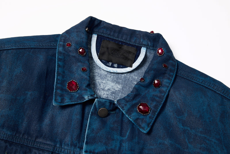Omirad Jewel Collar Cropped Denim Jacket | Streetwear