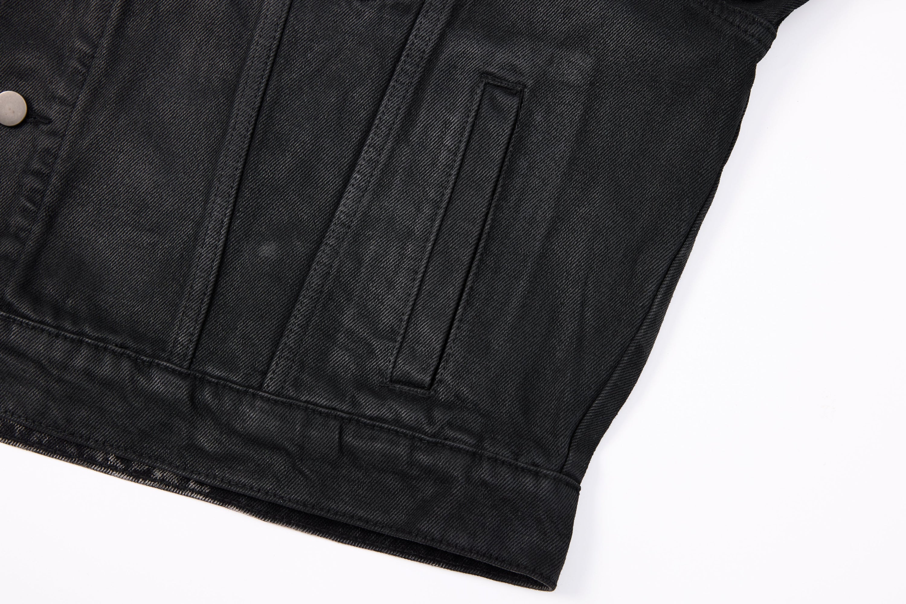 Omirad Jewel Collar Cropped Trucker Jacket | Black