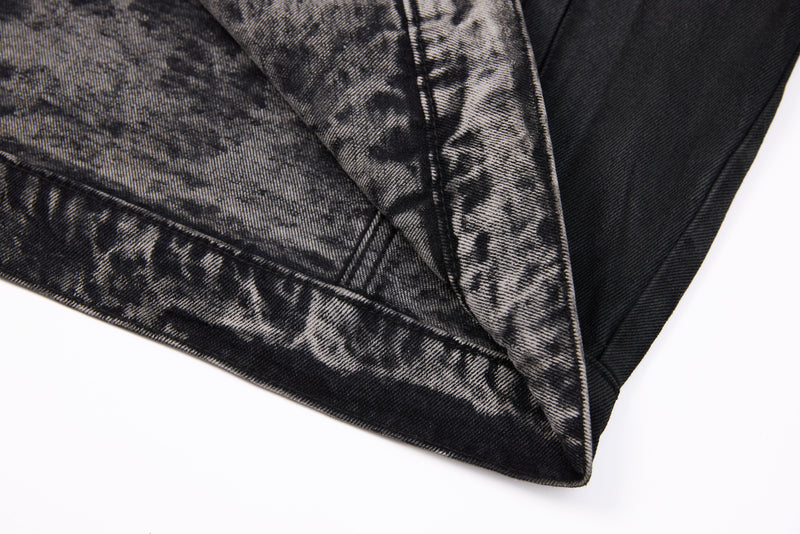 Omirad Jewel Collar Cropped Trucker Jacket | Black
