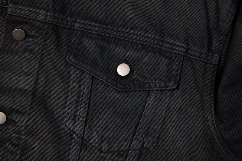 Omirad Jewel Collar Cropped Trucker Jacket | Black