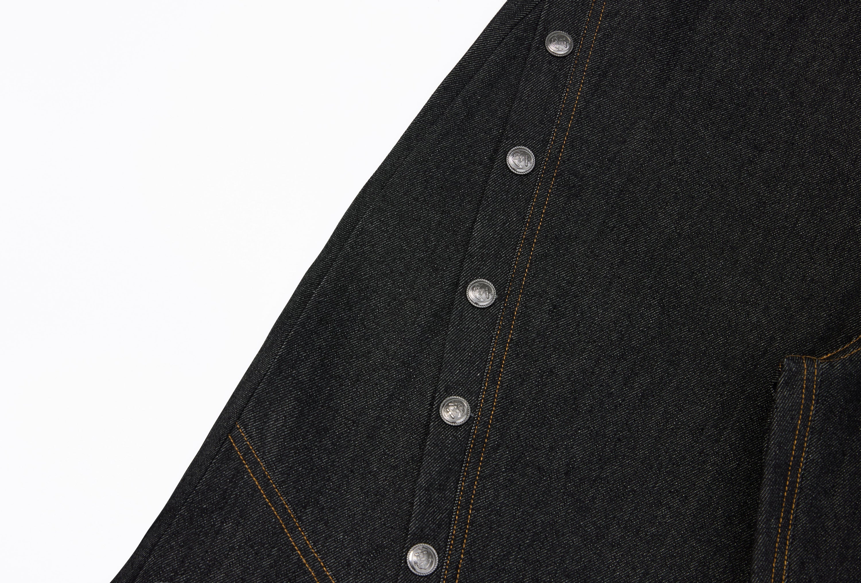 Wide-Leg Denim Jeans with Rivet Panel Detail | SEAKOFF