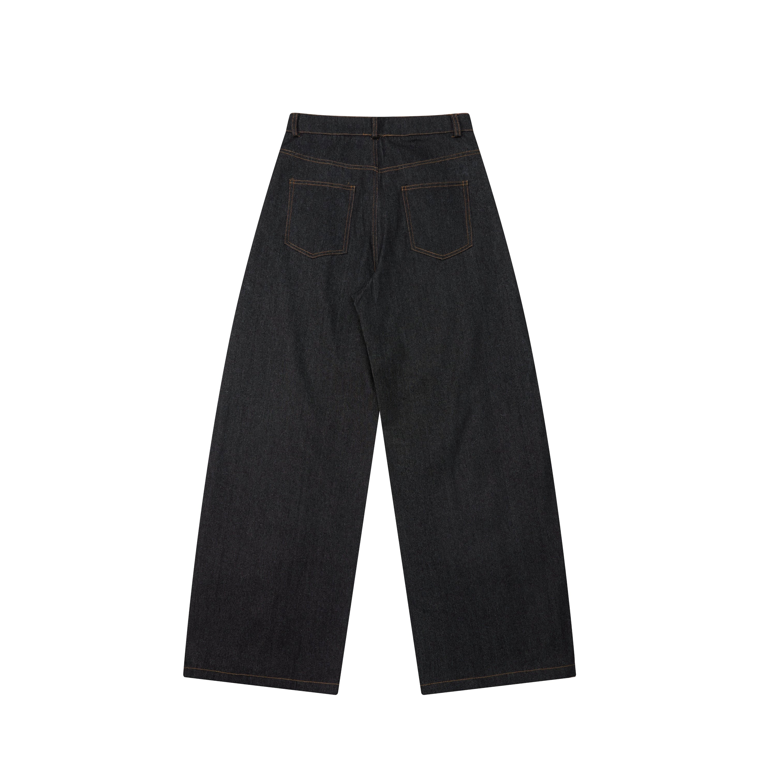 Wide-Leg Denim Jeans with Rivet Panel Detail | SEAKOFF