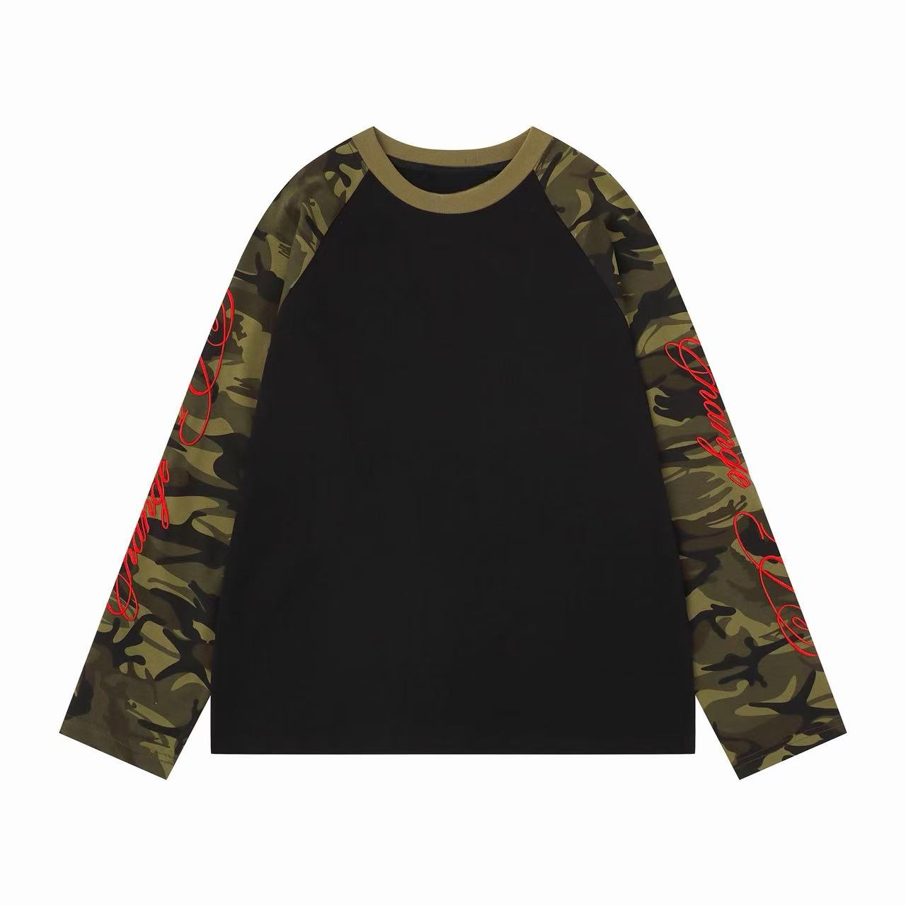 Camo Sleeve Raglan Long Sleeve Tee | Streetwear Cotton