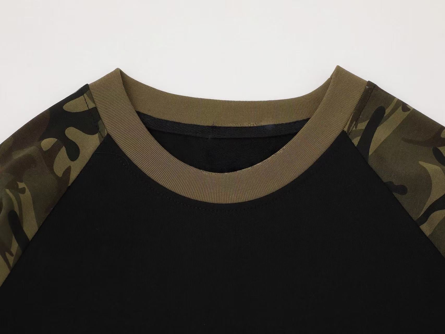 Camo Sleeve Raglan Long Sleeve Tee | Streetwear Cotton