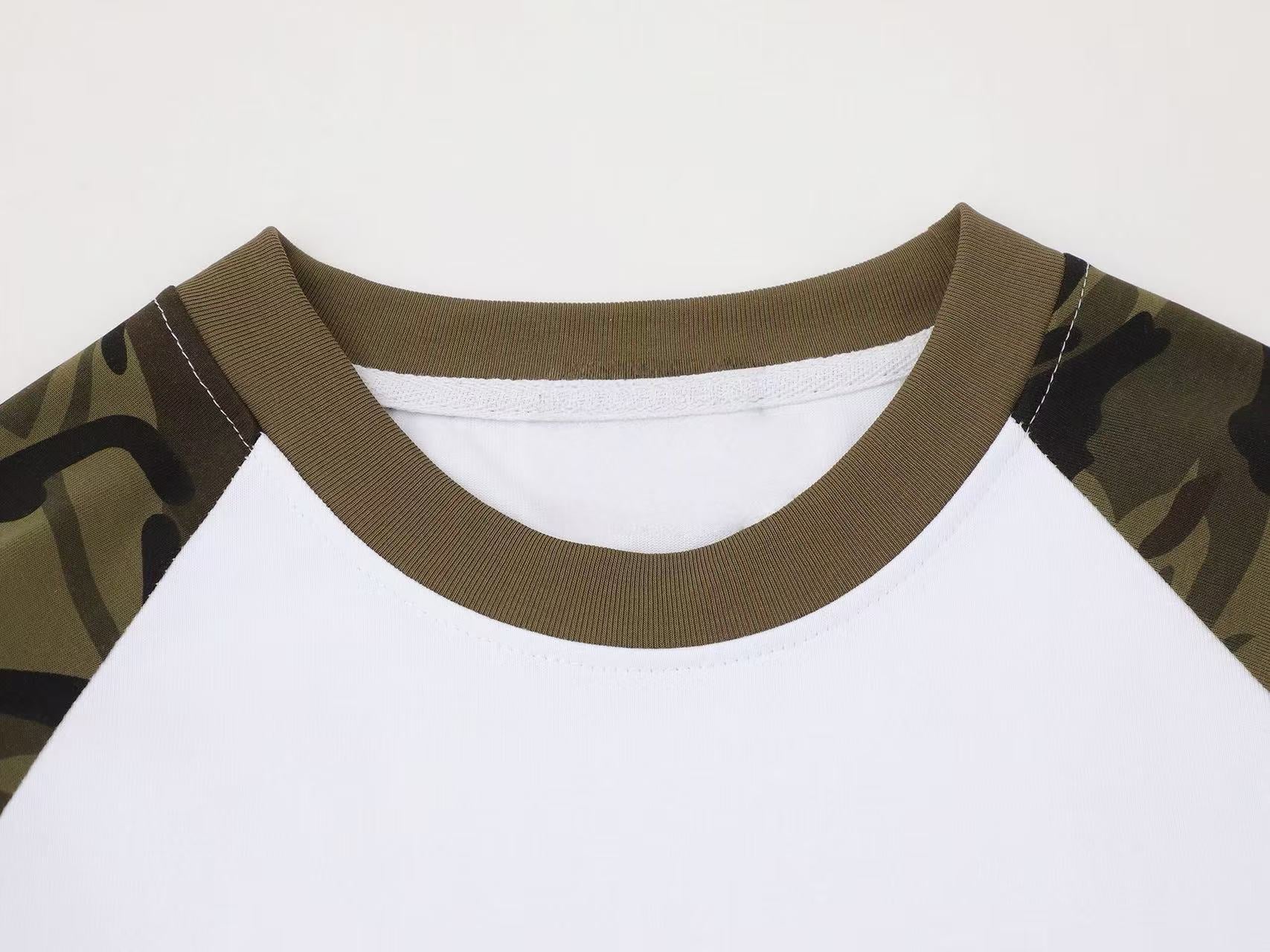 Camo Sleeve Raglan Long Sleeve Tee | Streetwear Cotton