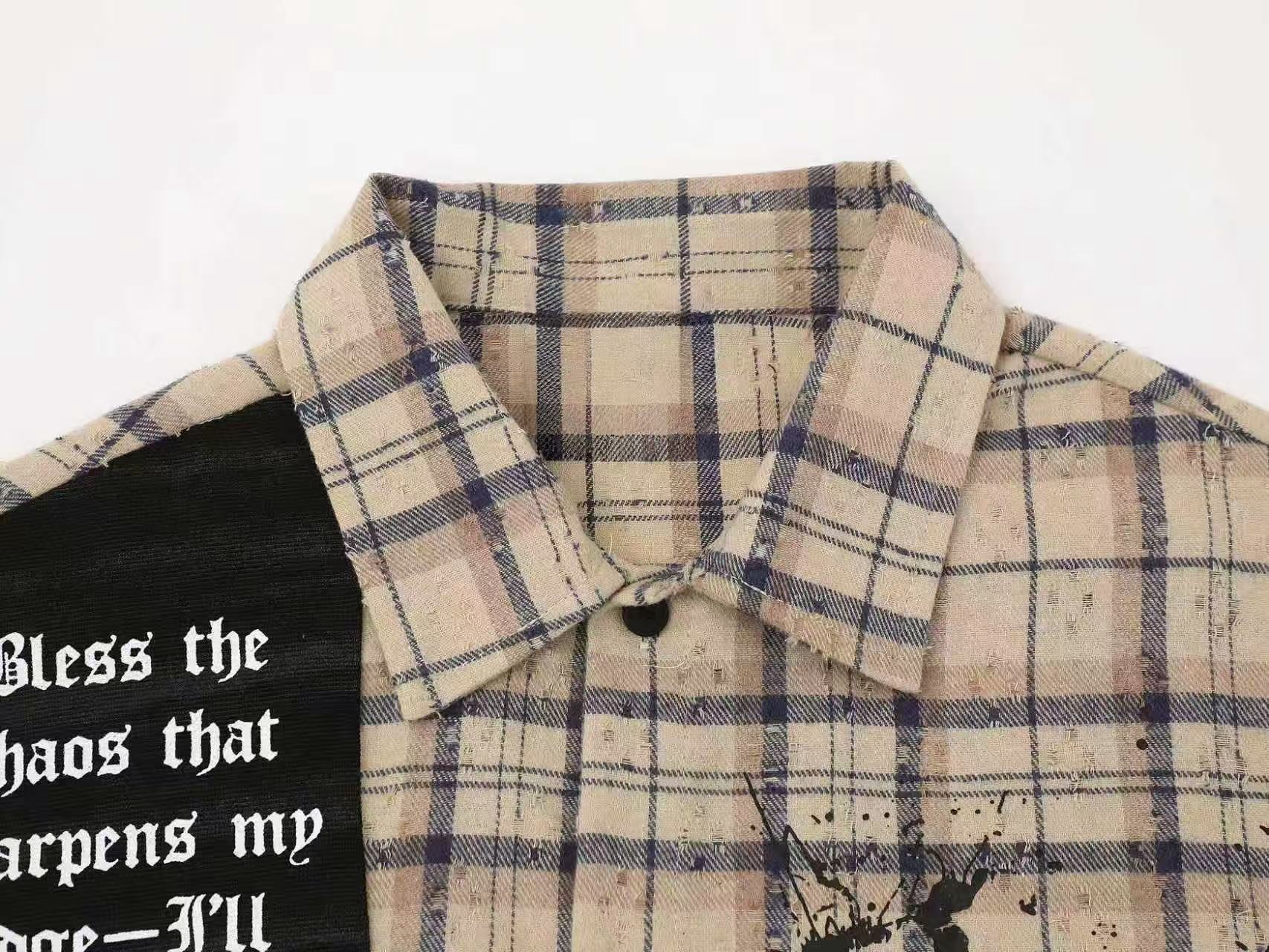 Omirad Burn The Script Graphic Plaid Shirt | Streetwear