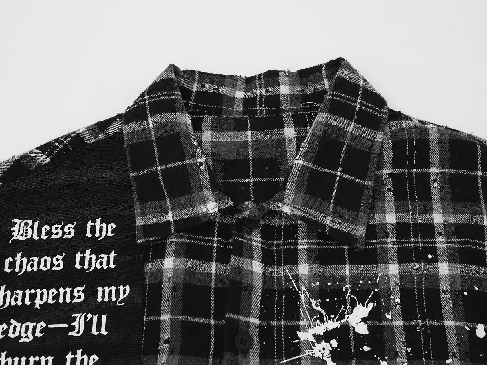 Omirad Burn The Script Graphic Plaid Shirt | Streetwear