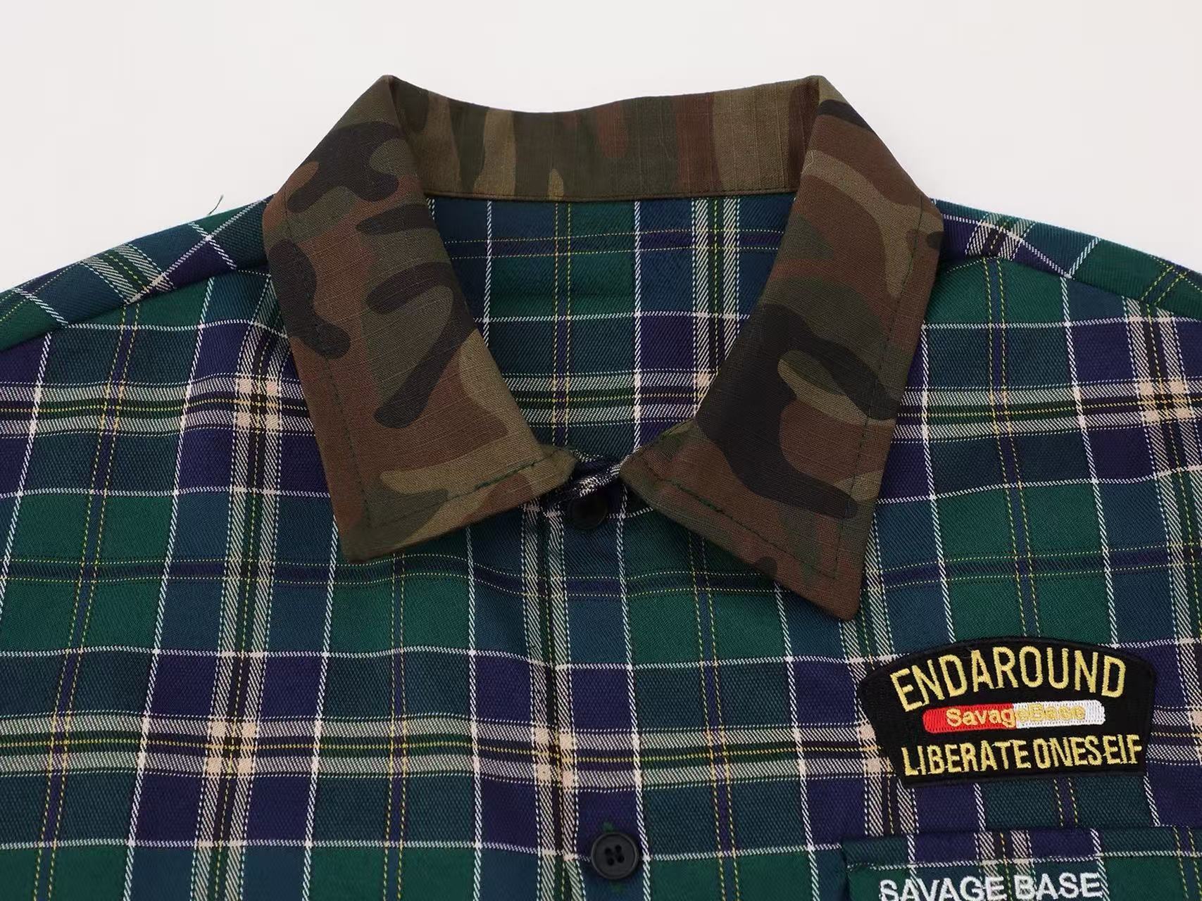 Omirad Savage Base Plaid Shirt | Camo Collar Street Style