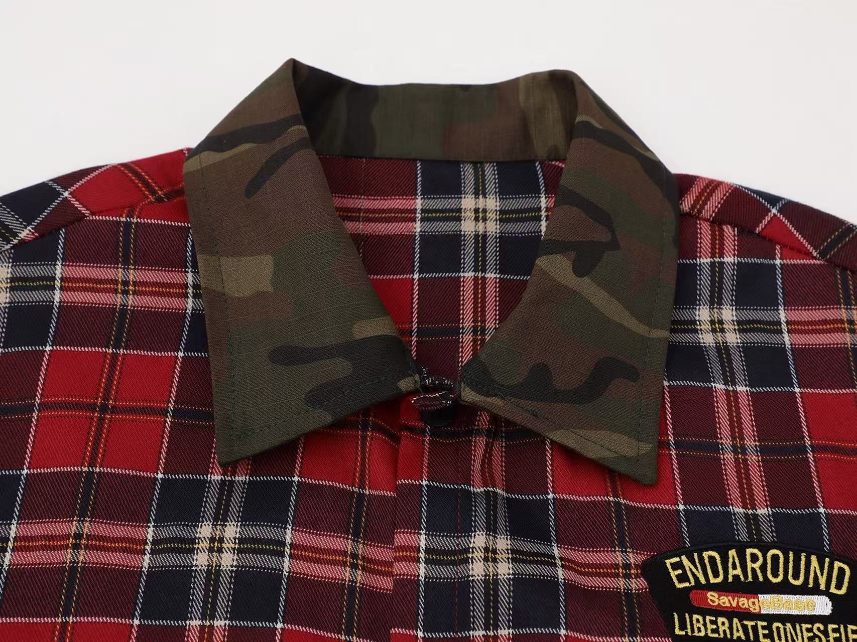 Omirad Savage Base Plaid Shirt | Camo Collar Street Style