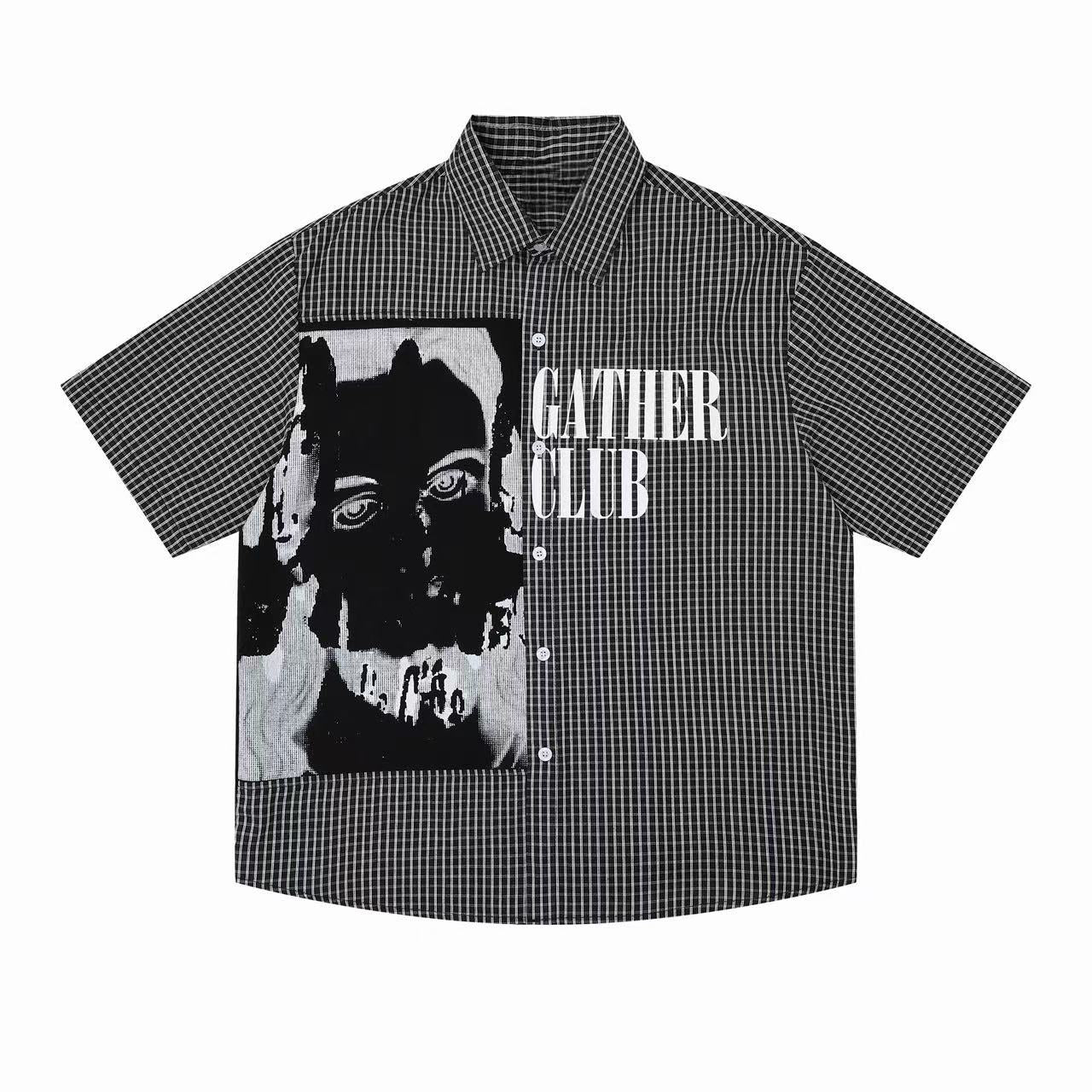Omirad Gather Club Graphic Plaid Shirt | Streetwear Button-Up